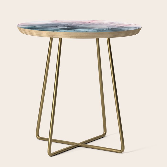 Blush and Payne's Grey Flowing Abstract Painting Side Table Gallery Image 1