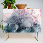 Blush and Payne's Grey Flowing Abstract Painting Credenza Gallery Image 1
