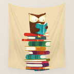 Owl Reading Rainbow Wall Tapestry Gallery Image 4
