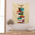 Owl Reading Rainbow Wall Tapestry Gallery Image 2