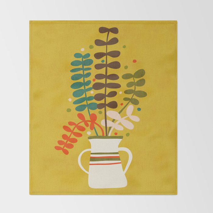 Potted Leaves Throw Blanket Gallery Image 2