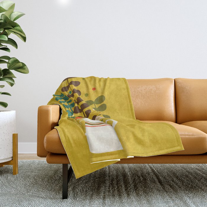 Potted Leaves Throw Blanket Gallery Image 1