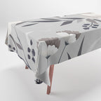 Modern, Boho, Floral Prints, Gray and White Tablecloth Gallery Image 1