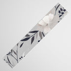Modern, Boho, Floral Prints, Gray and White Table Runner Gallery Image 3