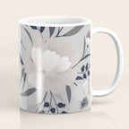 Modern, Boho, Floral Prints, Gray and White Coffee Mug Gallery Image 1
