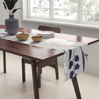 Modern, Boho, Floral Prints, Gray and White Table Runner Gallery Image 2