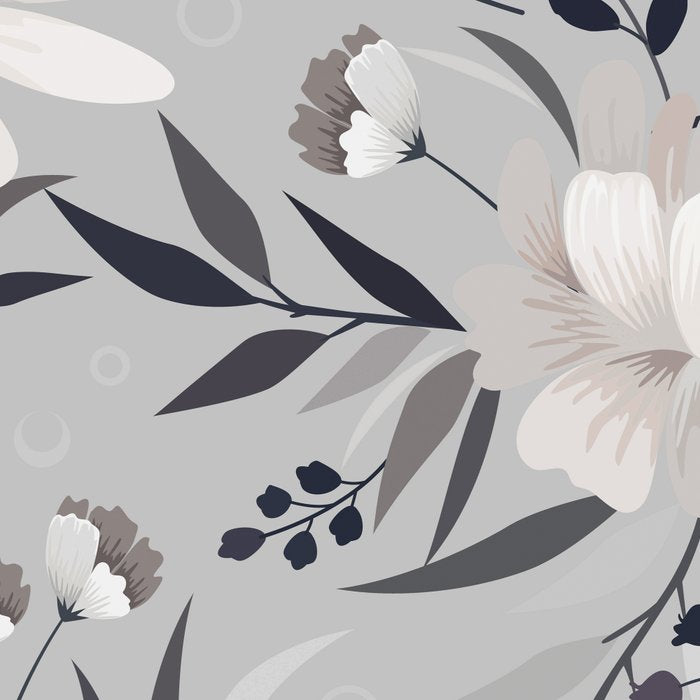 Modern, Boho, Floral Prints, Gray and White Coffee Mug Gallery Image 2