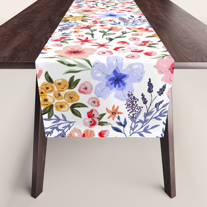 Simple colorful flowery meadow Table Runner Gallery Image 1