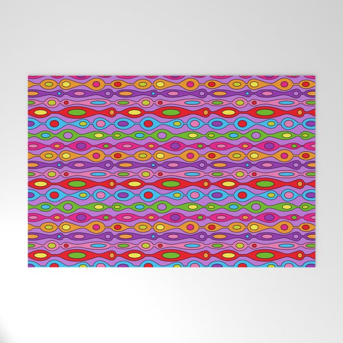 Mid Century Colorful Geometric Oval Pattern Welcome Mat Gallery Image 1