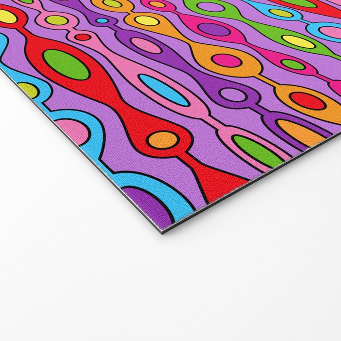 Mid Century Colorful Geometric Oval Pattern Welcome Mat Gallery Image 2