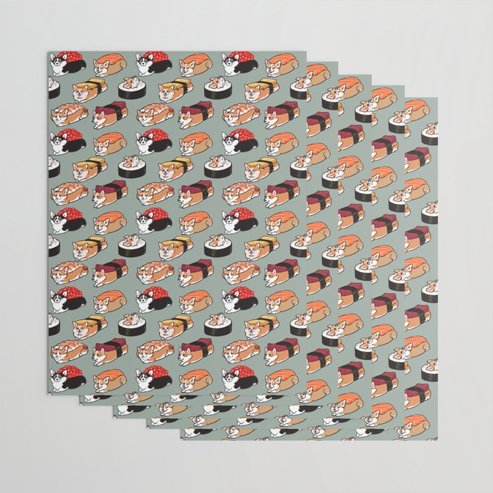 Sushi  Corgi Wrapping Paper Gallery Image 3