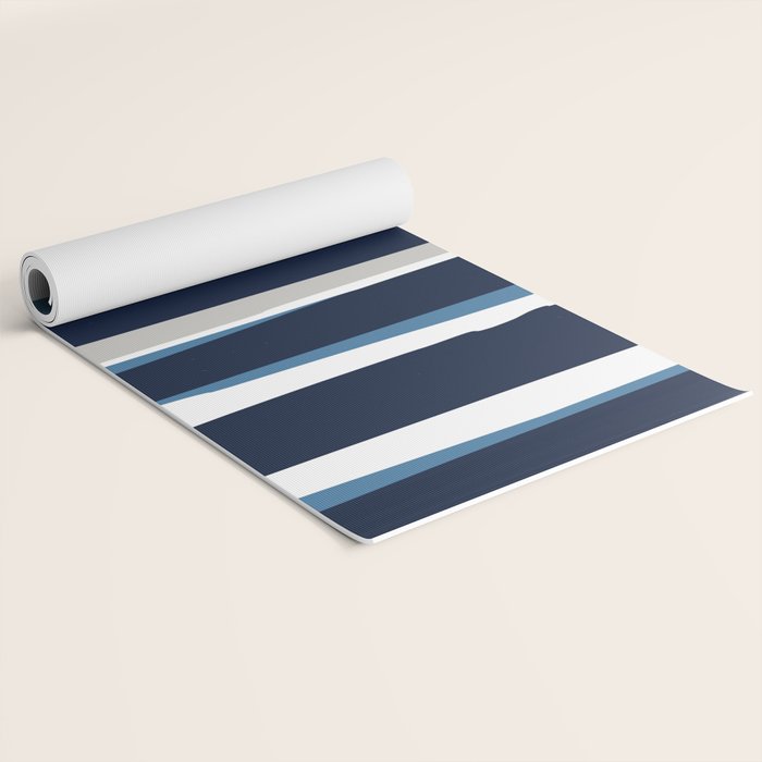 Ocean Beach Striped Landscape, Navy, Blue, Gray Yoga Mat Gallery Image 2