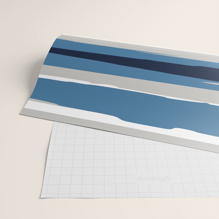 Ocean Beach Striped Landscape, Navy, Blue, Gray Wrapping Paper Gallery Image 2
