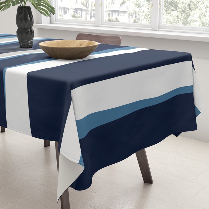 Ocean Beach Striped Landscape, Navy, Blue, Gray Tablecloth Gallery Image 3