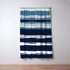 Ocean Beach Striped Landscape, Navy, Blue, Gray Window Curtain Gallery Image 3
