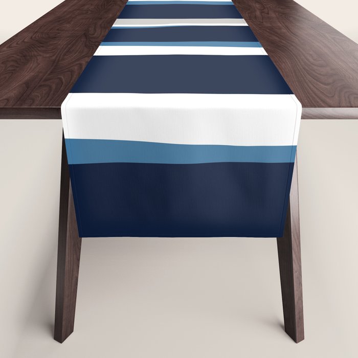 Ocean Beach Striped Landscape, Navy, Blue, Gray Table Runner Gallery Image 1