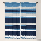 Ocean Beach Striped Landscape, Navy, Blue, Gray Window Curtain Gallery Image 5