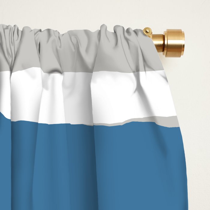 Ocean Beach Striped Landscape, Navy, Blue, Gray Window Curtain Gallery Image 2