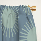 Boho Summer Sun Pattern V Neutral Blue Sage Green Window Curtain Gallery Image 2