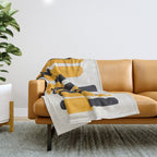 Mid Century Modern Abstract Painting Antique Yellow Black Bumble Bee Stripes Throw Blanket Gallery Image 1