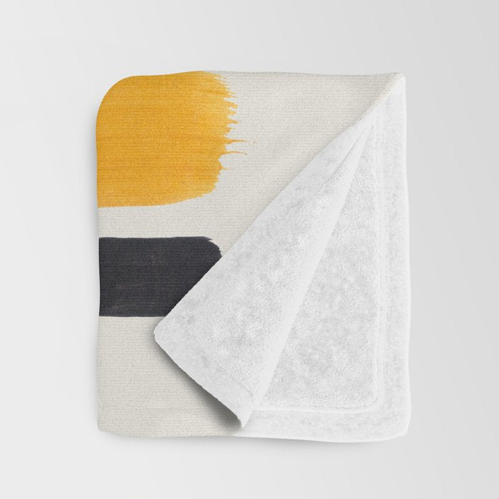 Mid Century Modern Abstract Painting Antique Yellow Black Bumble Bee Stripes Throw Blanket Gallery Image 3