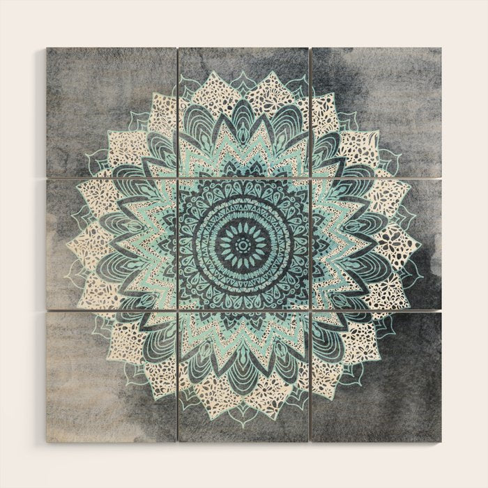 BOHOCHIC MANDALA IN BLUE Wood Wall Art Gallery Image 1