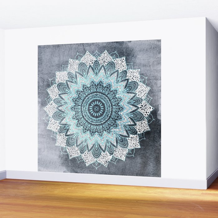 BOHOCHIC MANDALA IN BLUE Wall Mural Gallery Image 2