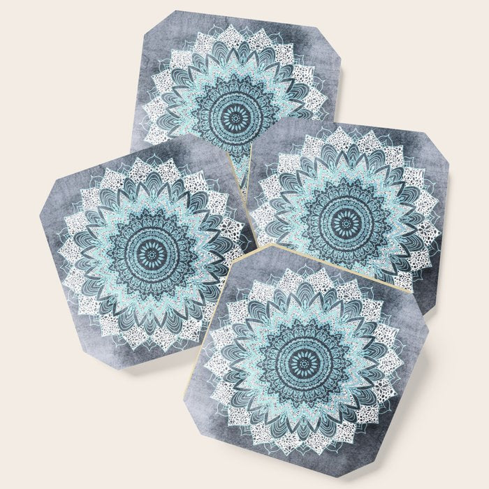 BOHOCHIC MANDALA IN BLUE Coaster Gallery Image 1