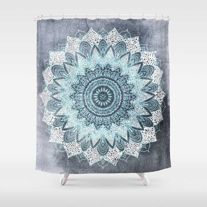 BOHOCHIC MANDALA IN BLUE Shower Curtain Gallery Image 1