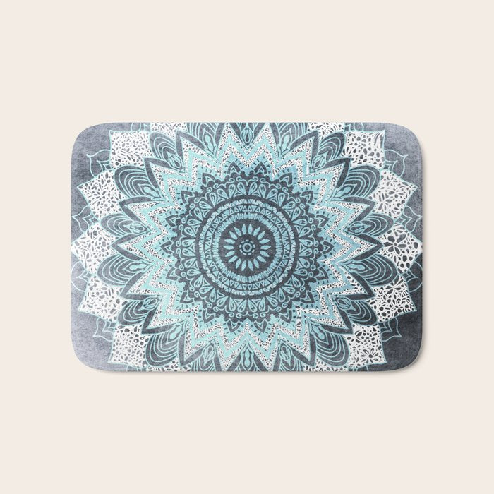 BOHOCHIC MANDALA IN BLUE Bath Mat Gallery Image 1