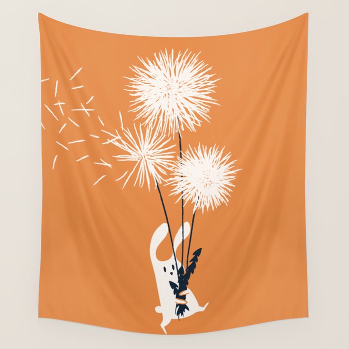 Bunny and Dandelion Bouquet Wall Tapestry Gallery Image 1