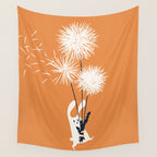 Bunny and Dandelion Bouquet Wall Tapestry Gallery Image 4