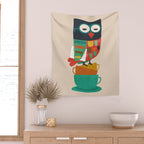 Morning Owl Wall Tapestry Gallery Image 2