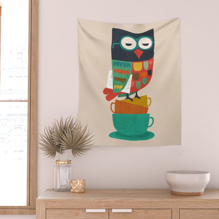 Morning Owl Wall Tapestry Gallery Image 2