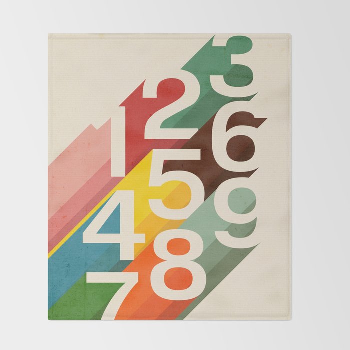 Retro Numbers Throw Blanket Gallery Image 2