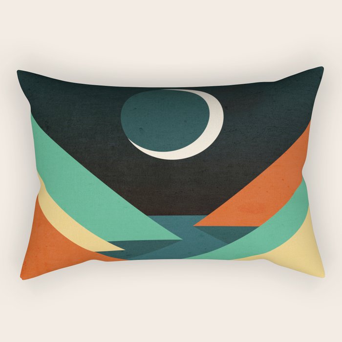 Quiet stream under crescent moon Rectangular Pillow Gallery Image 1