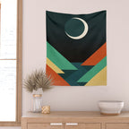 Quiet stream under crescent moon Wall Tapestry Gallery Image 2