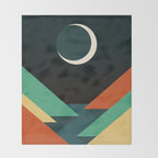 Quiet stream under crescent moon Throw Blanket Gallery Image 2