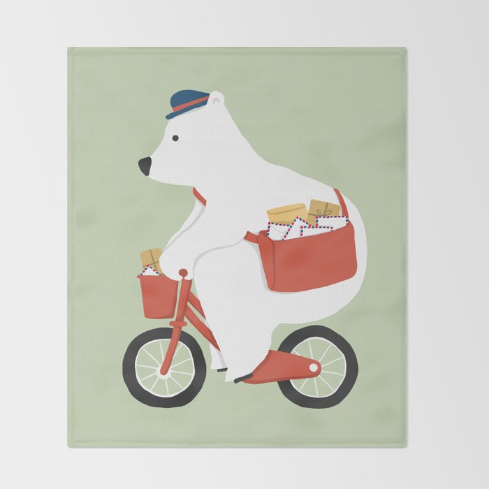 Polar bear postal express Throw Blanket Gallery Image 2