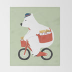 Polar bear postal express Throw Blanket Gallery Image 2