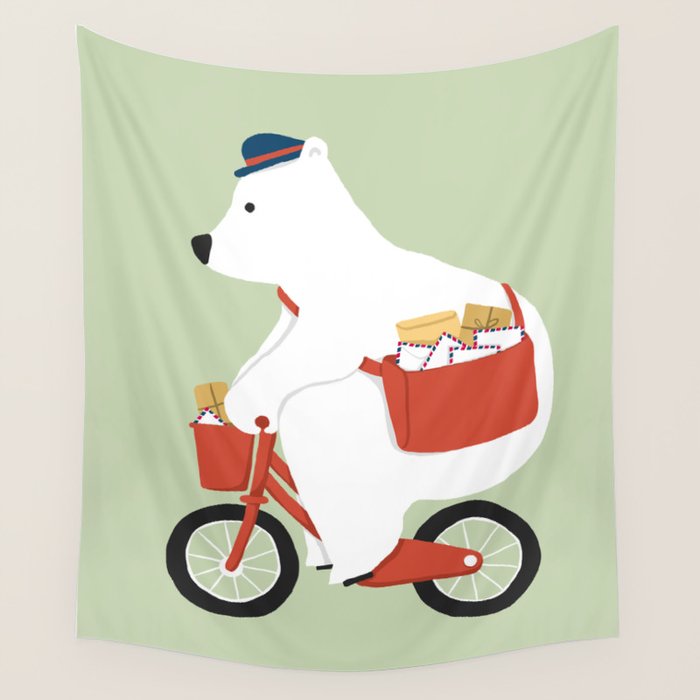 Polar bear postal express Wall Tapestry Gallery Image 4