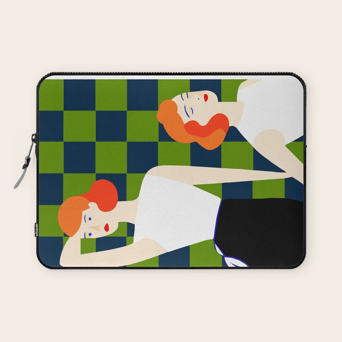 Moods, Checkers Girl Friends Chic Chess, Modern Bohemian Eclectic Woman Girl Boss, BFF Fashion Style Laptop Sleeve Gallery Image 1