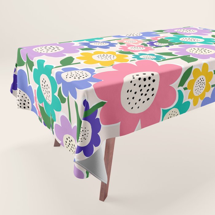 Flowerscape field - pastel Tablecloth Gallery Image 1