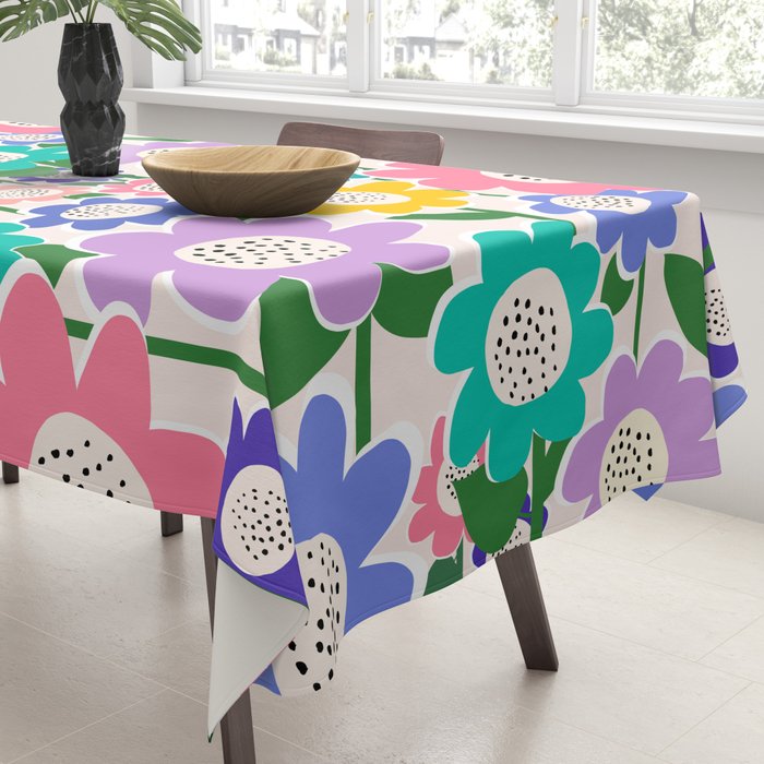 Flowerscape field - pastel Tablecloth Gallery Image 3