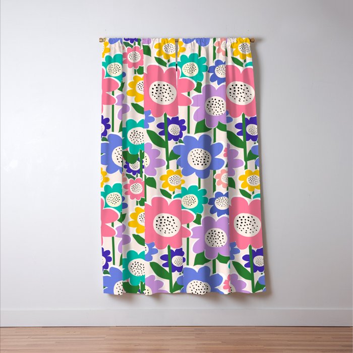 Flowerscape field - pastel Window Curtain Gallery Image 3