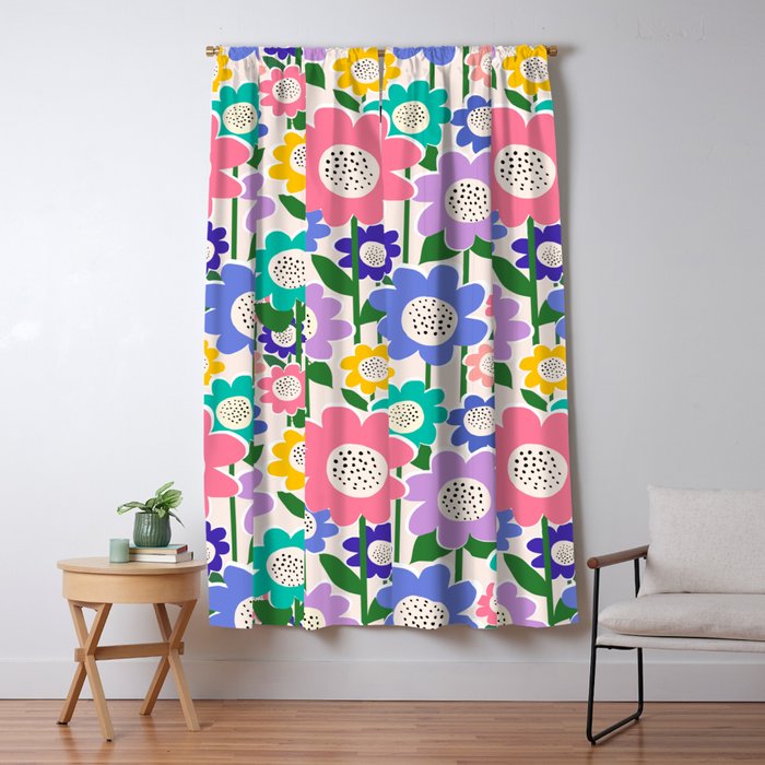 Flowerscape field - pastel Window Curtain Gallery Image 1