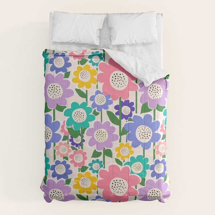 Flowerscape field - pastel Comforter Gallery Image 1