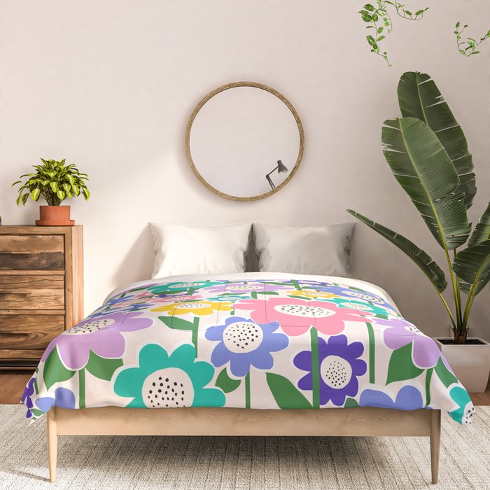 Flowerscape field - pastel Comforter Gallery Image 3