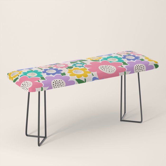 Flowerscape field - pastel Bench Gallery Image 1