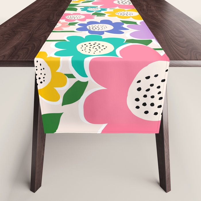 Flowerscape field - pastel Table Runner Gallery Image 1